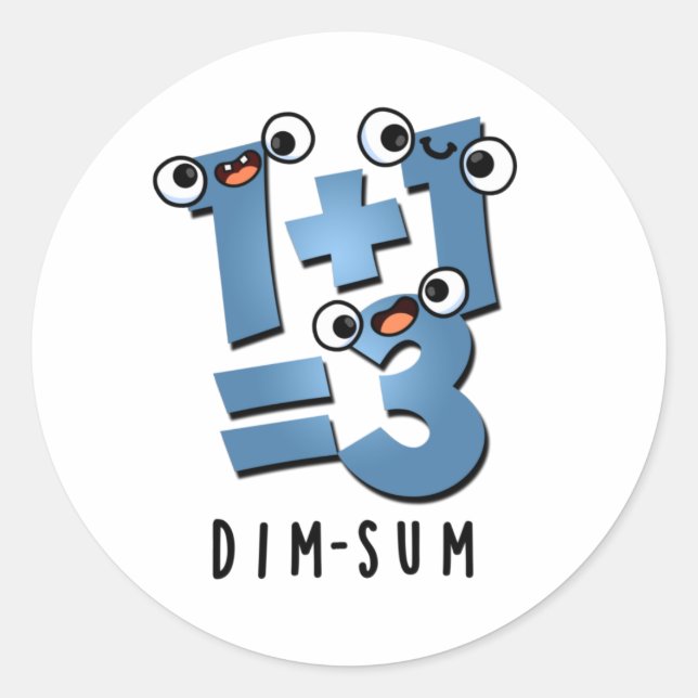 Pegatina Redonda Dim Sum Funny Matemáticas Food Pun (Anverso)