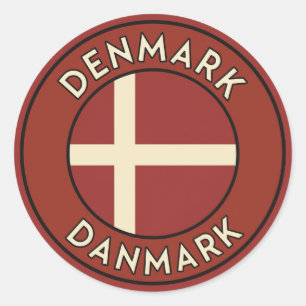 Pegatina Redonda Dinamarca Danmark