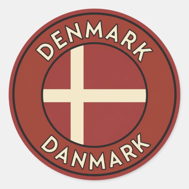 Pegatina Redonda Dinamarca Danmark  (Anverso)