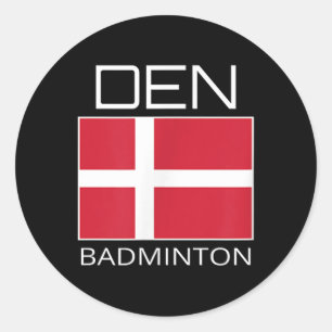 Pegatina Redonda Dinamarca Equipo de Badminton Atleta Danés Bandera