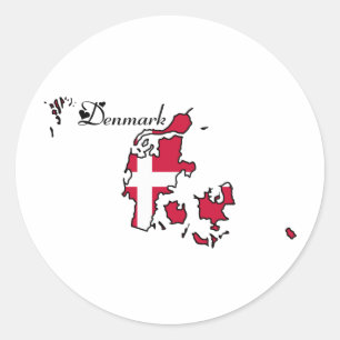 Pegatina Redonda Dinamarca fresca