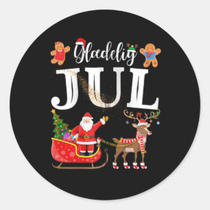 Pegatina Redonda Dinamarca Glædelig Jul Danés Merry Christmas Glæ