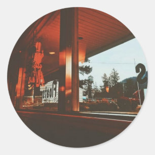 Pegatina Redonda Diner retro en el noroeste del Pacífico