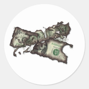 Pegatina Redonda Dinero a quemar