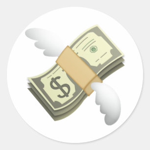 Pegatina Redonda Dinero con alas - Emoji