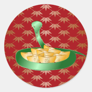 Pegatina Redonda Dinero de la fortuna del Año Nuevo Chino de la Ser