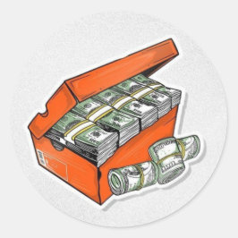 Pegatina Redonda Dinero impreso