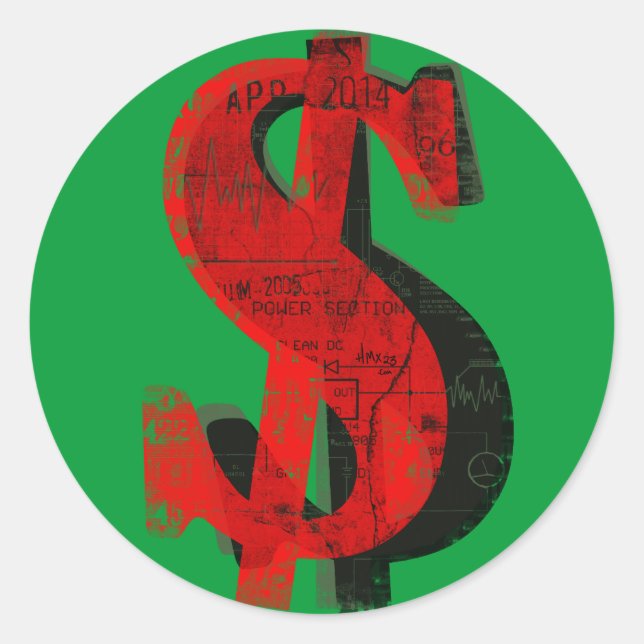 Pegatina Redonda Dinero Rojo (Anverso)