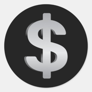 Pegatina Redonda Dinero Y Moneda