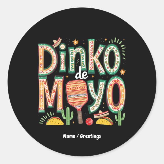 Pegatina Redonda Dinko de Mayo Funny Cinco de Mayo Pun (Anverso)