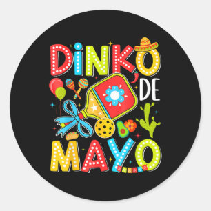 Pegatina Redonda Dinko De Mayo Pickleball Fiesta Mexicana Cinco De