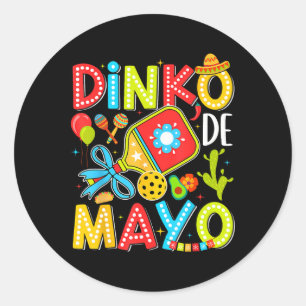 Pegatina Redonda Dinko De Mayo Pickleball Fiesta Mexicana Cinco De 