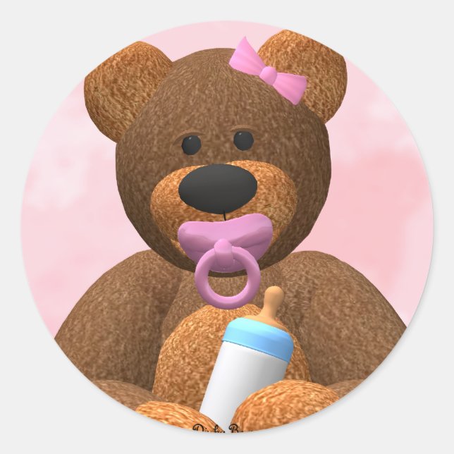 Pegatina Redonda Dinky Bears Baby Girl (Anverso)