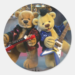 Pegatina Redonda Dinky Bears Guitar Duet