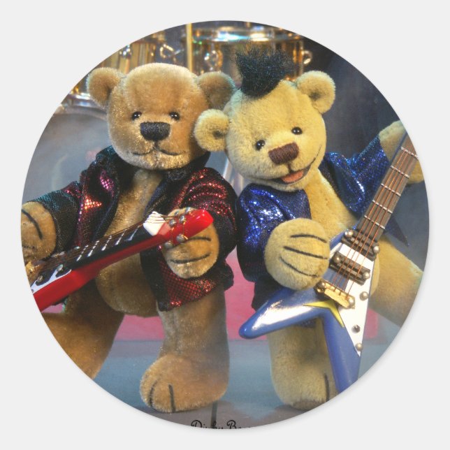 Pegatina Redonda Dinky Bears Guitar Duet (Anverso)