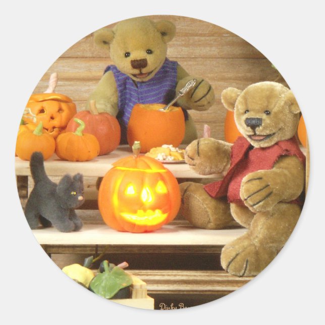 Pegatina Redonda Dinky Bears Harvest (Anverso)