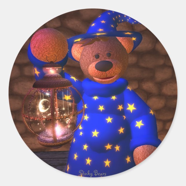 Pegatina Redonda Dinky Bears Little Wizard (Anverso)