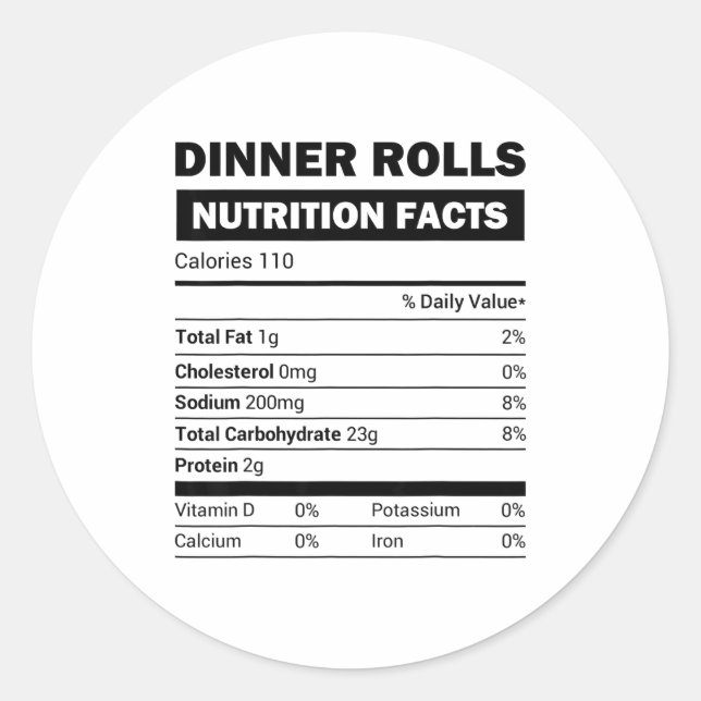 Pegatina Redonda Dinner Rolls Nutrition Facts Family Matching Chris (Anverso)