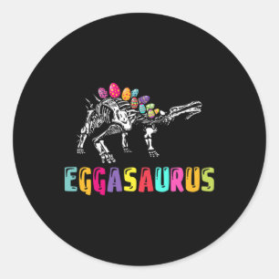Pegatina Redonda Dino del día de Pascua - Eggasaurus Stegosaurus Hu