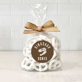 Pegatina Redonda Dino Dig Dinosaur Bones Excavación Árbol de cumple