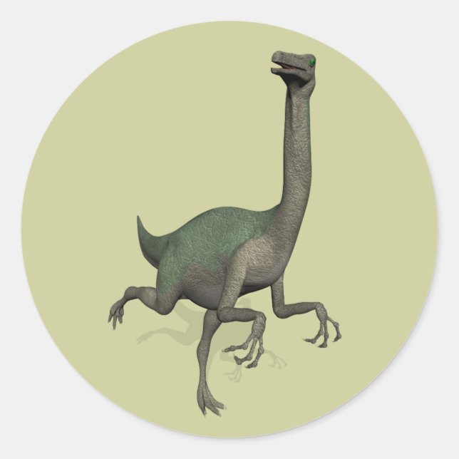 Pegatina Redonda Dino Dinosaur Gallimimus (Anverso)