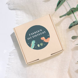 Pegatina Redonda Dino Fiesta Cute Dinosaurios Fiesta de cumpleaños