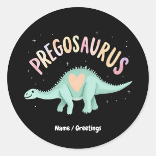 Pegatina Redonda Dino gracioso de Groovy Pregosaurus