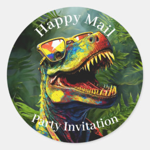 Pegatina Redonda Dino Happy Mail Jungle Niños