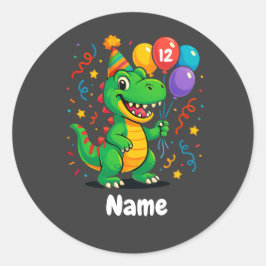 Pegatina Redonda Dino Kids de cumpleaños personalizados