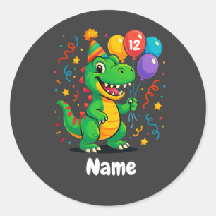 Pegatina Redonda Dino Kids de cumpleaños personalizados