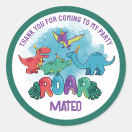 Pegatina Redonda Dino Party Sticker