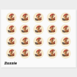 Pegatina Redonda Dino Sticker Sheet – Dino Kammli am Laptop