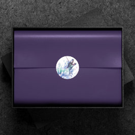 Pegatina Redonda Dinocorn Crystal | Fiesta místico de los dinosauri