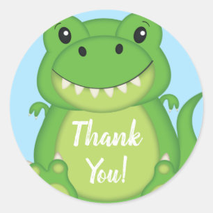 Pegatina Redonda Dinosaur Baby Shower T-Rex