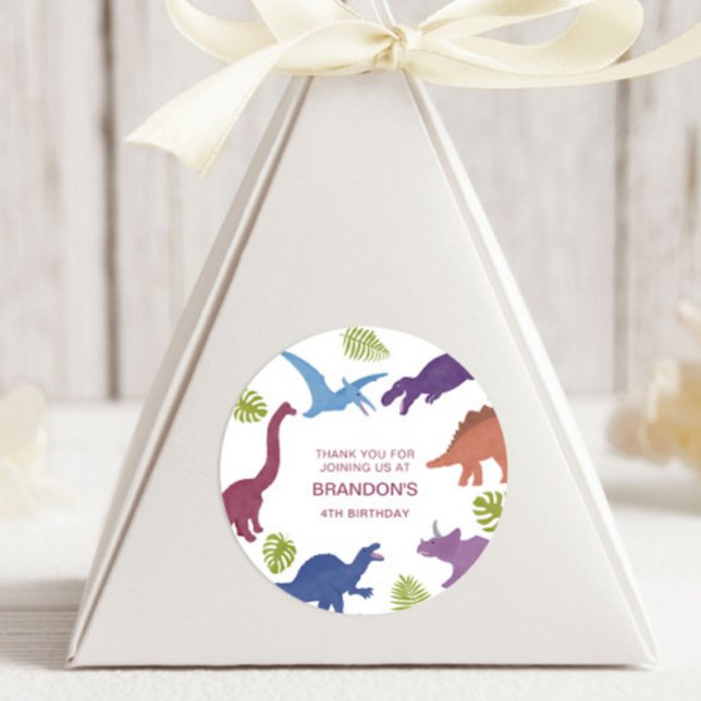 Pegatina Redonda Dinosaur Cute Dino Kid Fiesta de Cumpleaños Favor (Subido por el creador)