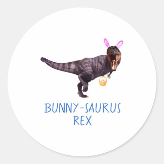 Pegatina Redonda Dinosaur Easter Bunny T Rex Tyrannosaurus Funny T 