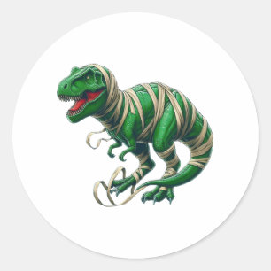 Pegatina Redonda Dinosaur Mummy Halloween Niños Chicas Camiseta
