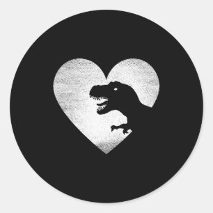 Pegatina Redonda Dinosaur San Valentín Trex Amor Dinosaurios Distre