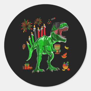 Pegatina Redonda Dinosaur T-rex Feliz Kwanzaa Siete Principios De K
