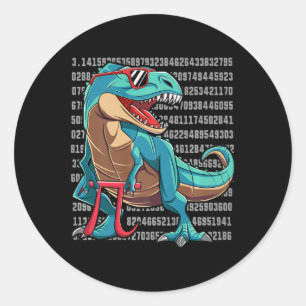Pegatina Redonda Dinosaur T Rex Happy Pi Day Funny Math Nerd Gift P