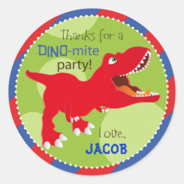 Pegatina Redonda Dinosaur Tyrannosaurus Rex Cumpleaños Cupcake Topp