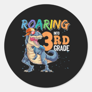 Pegatina Redonda Dinosaur Volver A La Escuela Estoy Listo Para Apla