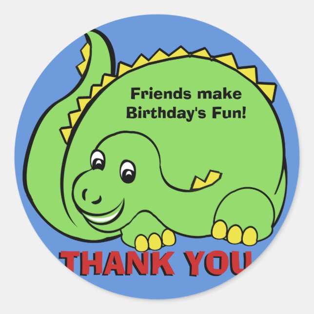 Pegatina Redonda Dinosaurio (Anverso)