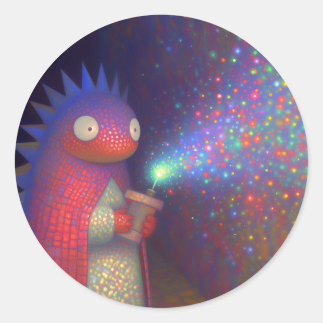 Pegatina Redonda Dinosaurio (Anverso)