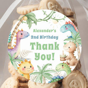 Pegatina Redonda Dinosaurio 2.º cumpleaños Cite Dino