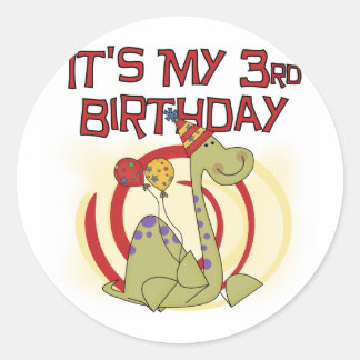 Pegatina Redonda Dinosaurio 3er cumpleaños camisetas y regalos