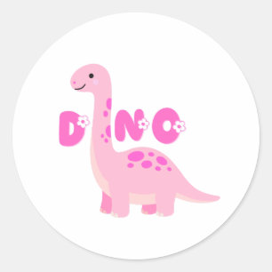Pegatina Redonda Dinosaurio adorable 🦕