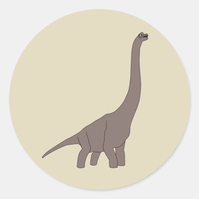 Pegatina Redonda Dinosaurio beige ilusima (Anverso)