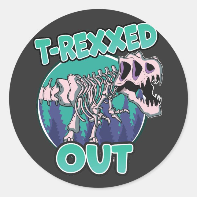 Pegatina Redonda Dinosaurio con T-Rex (Anverso)
