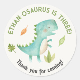 Pegatina Redonda Dinosaurio Cumpleaños Favor Pegatinas Boy Trex